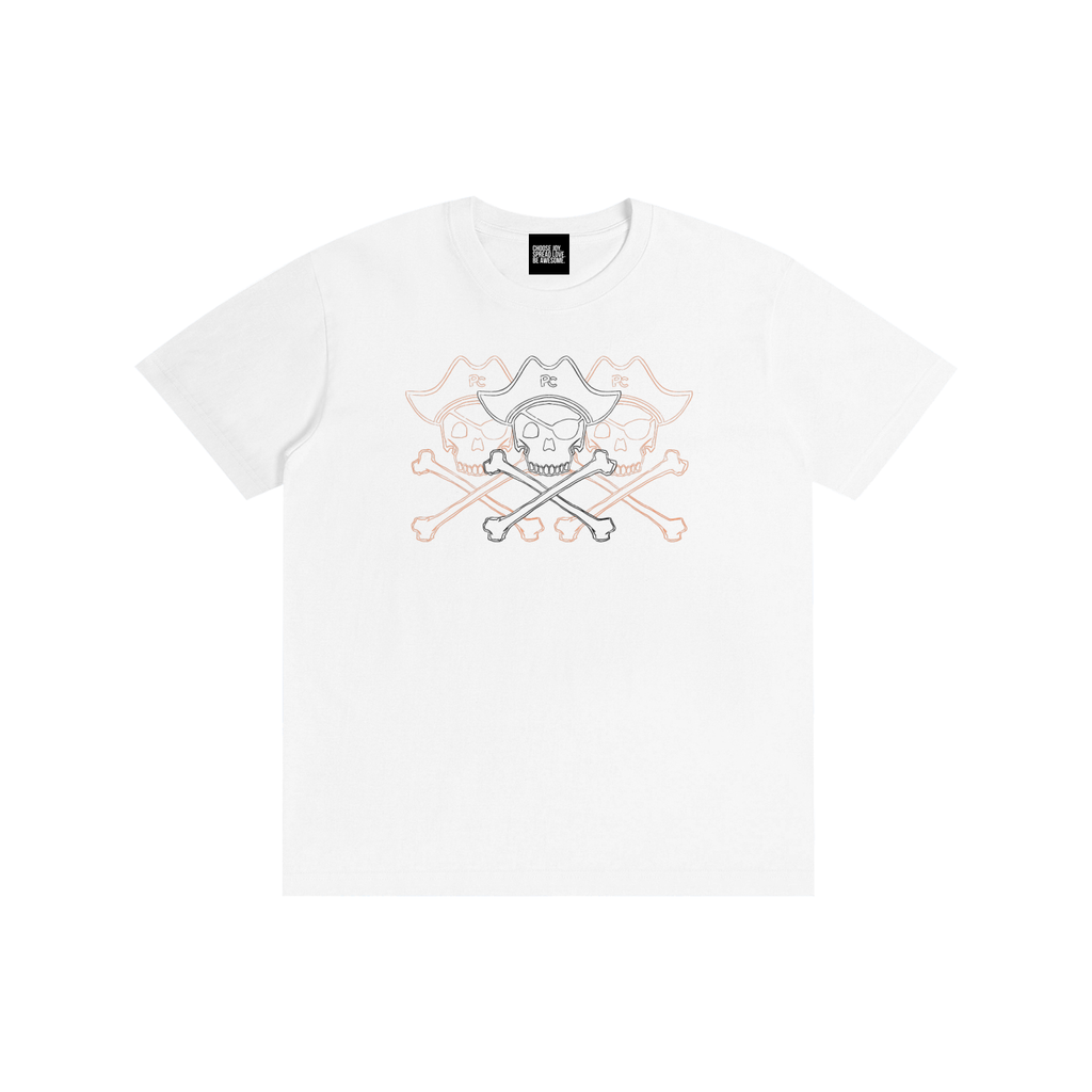 Platte County Pirates Skull & Crossbones White | Lightweight Pure Cotton Unisex T-Shirt