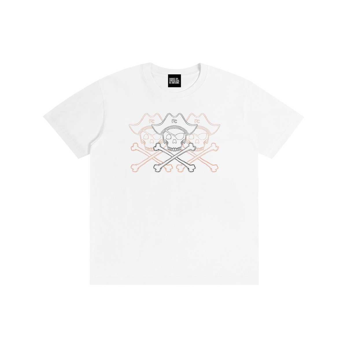 Platte County Pirates Skull & Crossbones White | Lightweight Pure Cotton Unisex T-Shirt