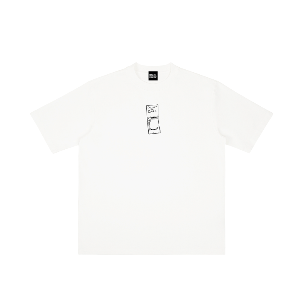 Outlast The Dark Hand-Drawn Vintage Wash Drop Shoulder T-Shirt