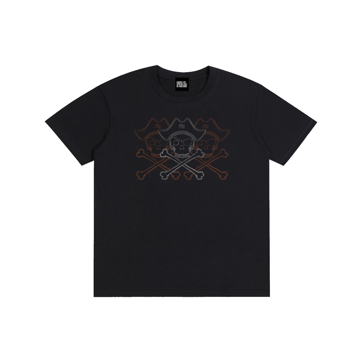 Platte County Pirates Skull & Crossbones Black | Lightweight Pure Cotton Unisex T-Shirt