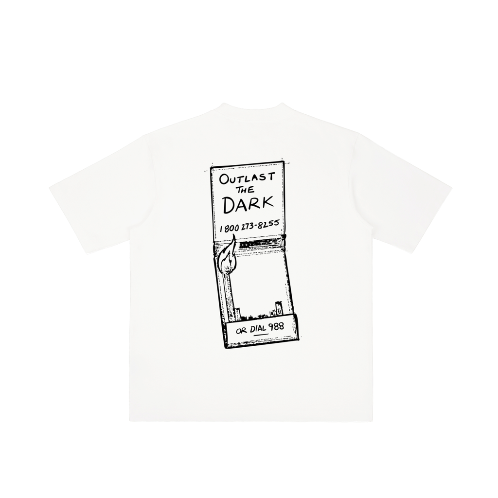 Outlast The Dark Hand-Drawn Vintage Wash Drop Shoulder T-Shirt